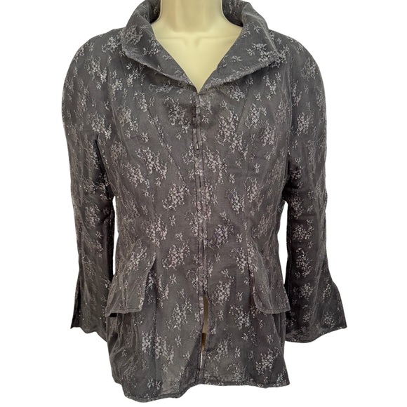 Jackie Rogers Black & Silver lace Patterned Blazer - Picture 4 of 11